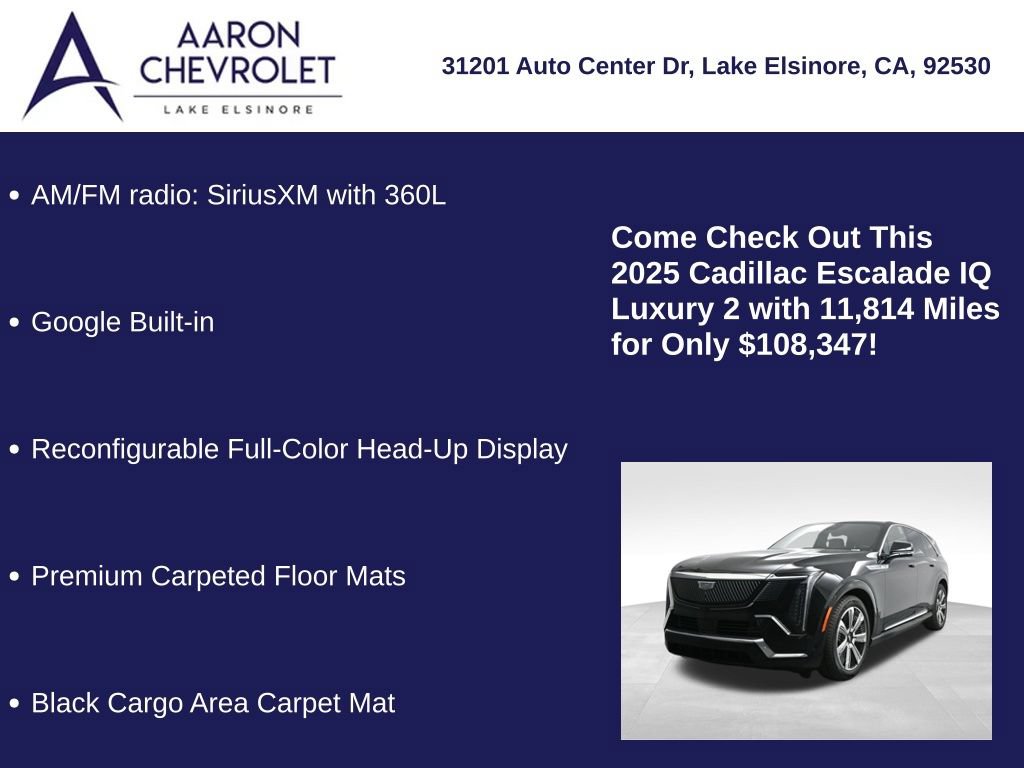 Used 2025 Cadillac Escalade IQ Luxury 2 w/ LPO, Premium Carpet Package AWD/4WD image 10