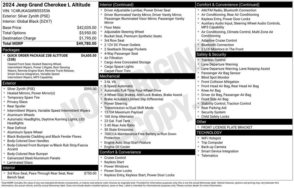 Used 2024 Jeep Grand Cherokee L Laredo AWD/4WD image 2