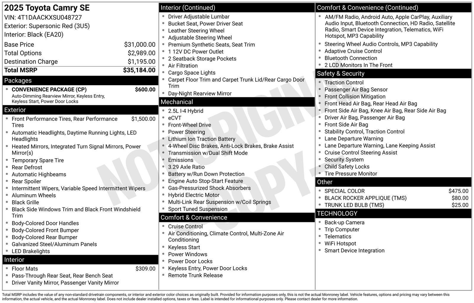 Used 2025 Toyota Camry SE w/ Convenience Package FWD image 43