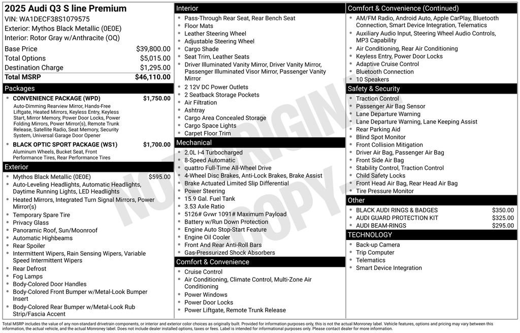 Certified 2025 Audi Q3 2.0T Premium w/ Convenience Package AWD/4WD image 71
