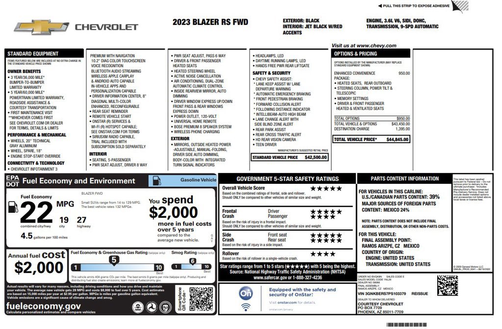 Used 2023 Chevrolet Blazer RS w/ Enhanced Convenience Package FWD image 2