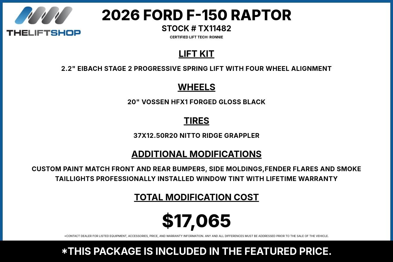 Used 2026 Ford F150 Raptor w/ Equipment Group 803A Raptor R AWD/4WD image 2