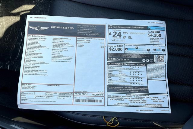 New 2025 Genesis G80 2.5T image 14