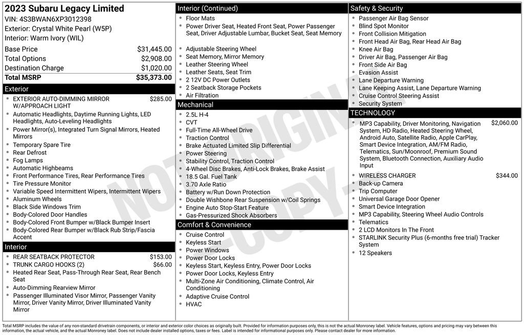 Certified 2023 Subaru Legacy Limited AWD/4WD image 26