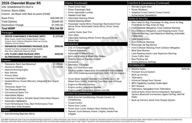New 2026 Chevrolet Blazer RS w/ Driver Confidence II Package AWD/4WD image 3