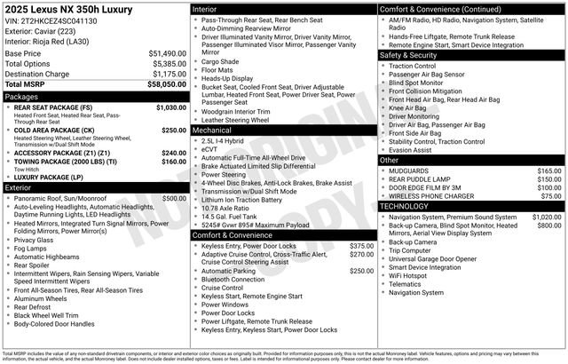 Used 2025 Lexus NX 350h AWD w/ Rear Seat Package image 4
