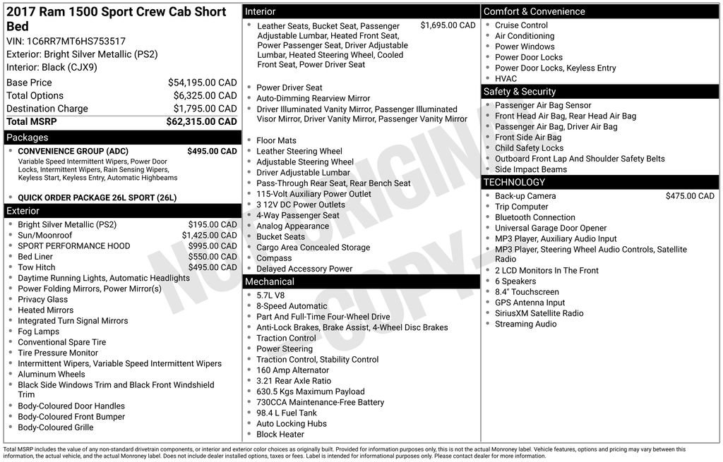 Used 2017 RAM 1500 Sport w/ Convenience Group AWD/4WD image 4