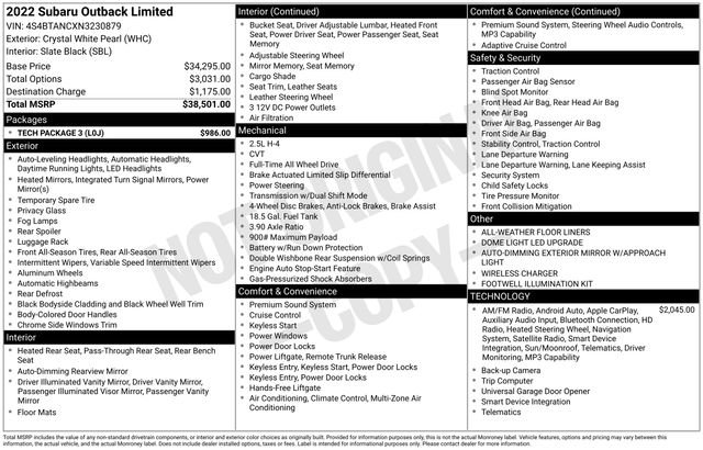 Used 2022 Subaru Outback Limited w/ Tech Package 3 image 33