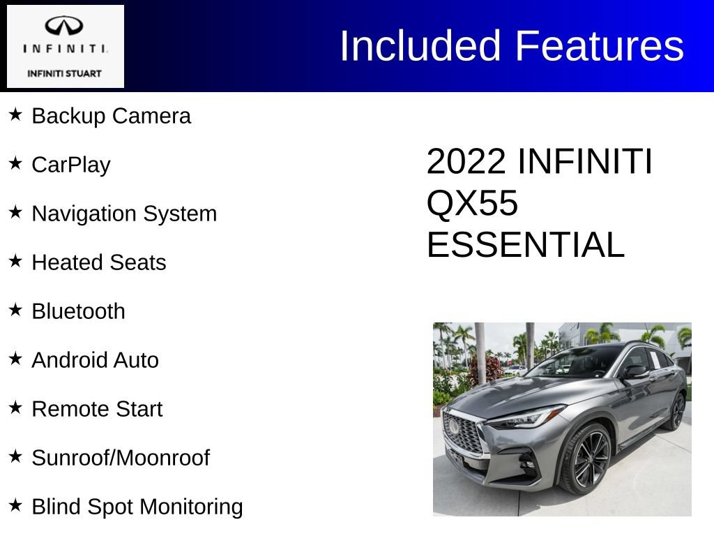Certified 2022 INFINITI QX55 Essential w/ Proassist Package AWD/4WD image 2