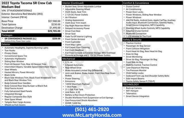 Used 2022 Toyota Tacoma SR w/ SR Convenience Package RWD image 14