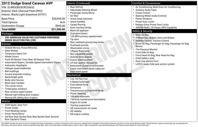 Used 2012 Dodge Grand Caravan American Value Package FWD image 8