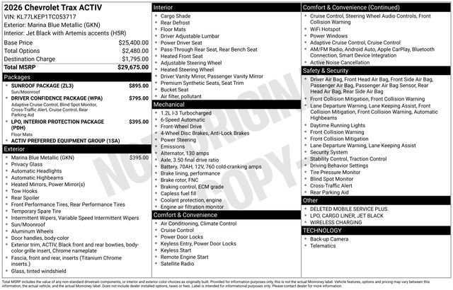 New 2026 Chevrolet Trax ACTIV w/ Sunroof Package image 6