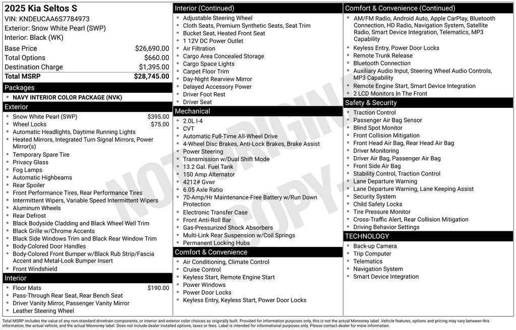 New 2025 Kia Seltos S AWD/4WD image 6