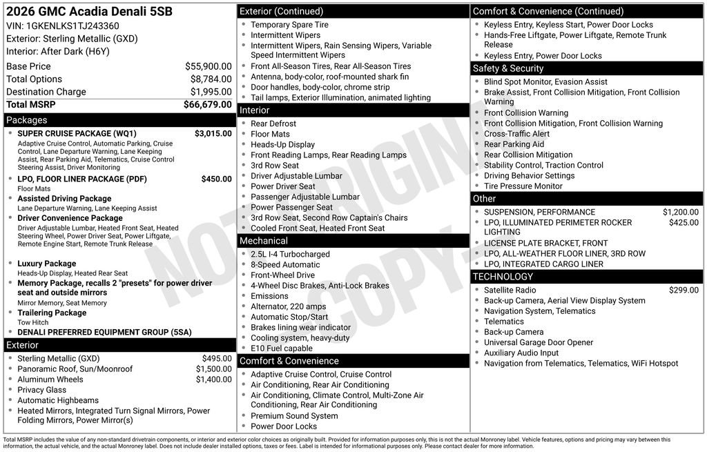New 2026 GMC Acadia Denali w/ Super Cruise Package FWD image 45