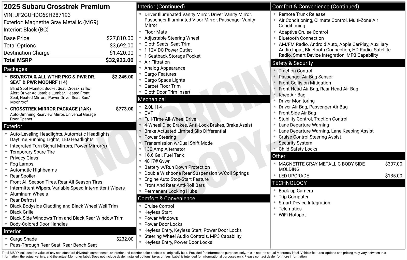 Certified 2025 Subaru Crosstrek 2.0i Premium AWD/4WD image 32
