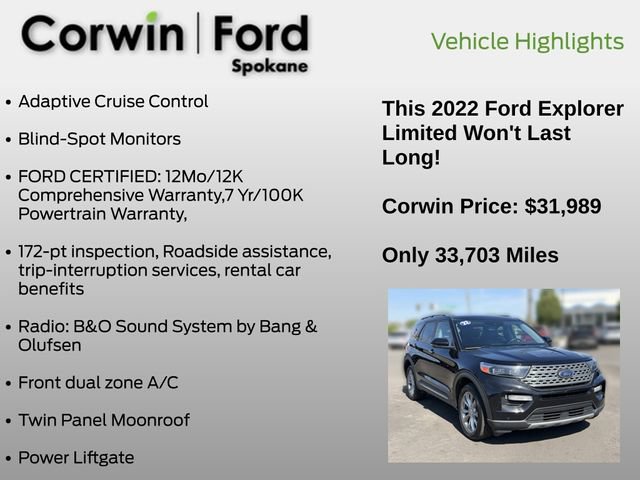 Used 2022 Ford Explorer Limited w/ Class IV Trailer Tow Package AWD/4WD image 7