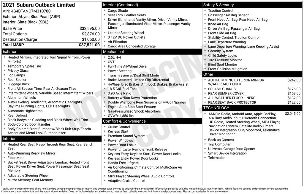 Used 2021 Subaru Outback Limited image 19