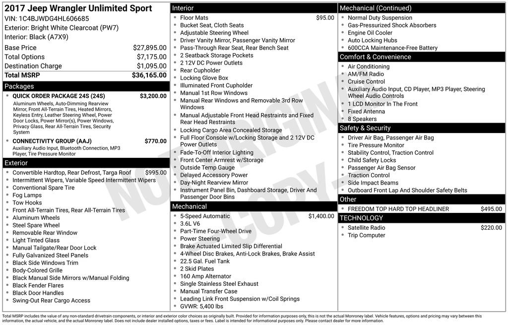 Used 2017 Jeep Wrangler Unlimited Sport w/ Quick Order Package 24S image 3