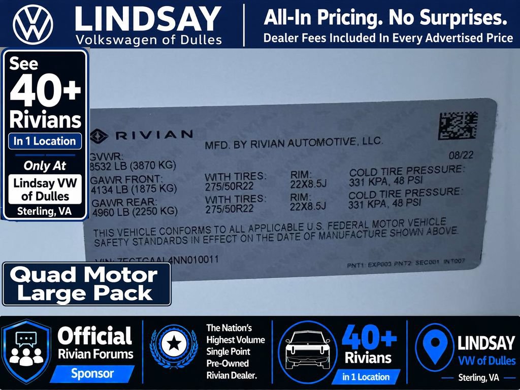 Used 2022 Rivian R1T Launch Edition AWD/4WD image 31