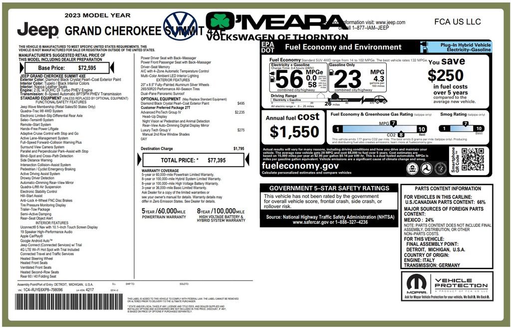 Used 2023 Jeep Grand Cherokee Summit w/ Advanced Protech Group IV AWD/4WD image 6