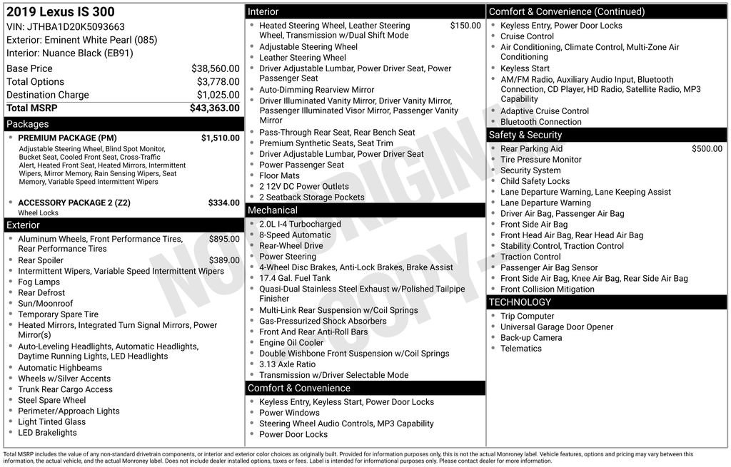 Used 2019 Lexus IS 300 w/ Premium Package image 14