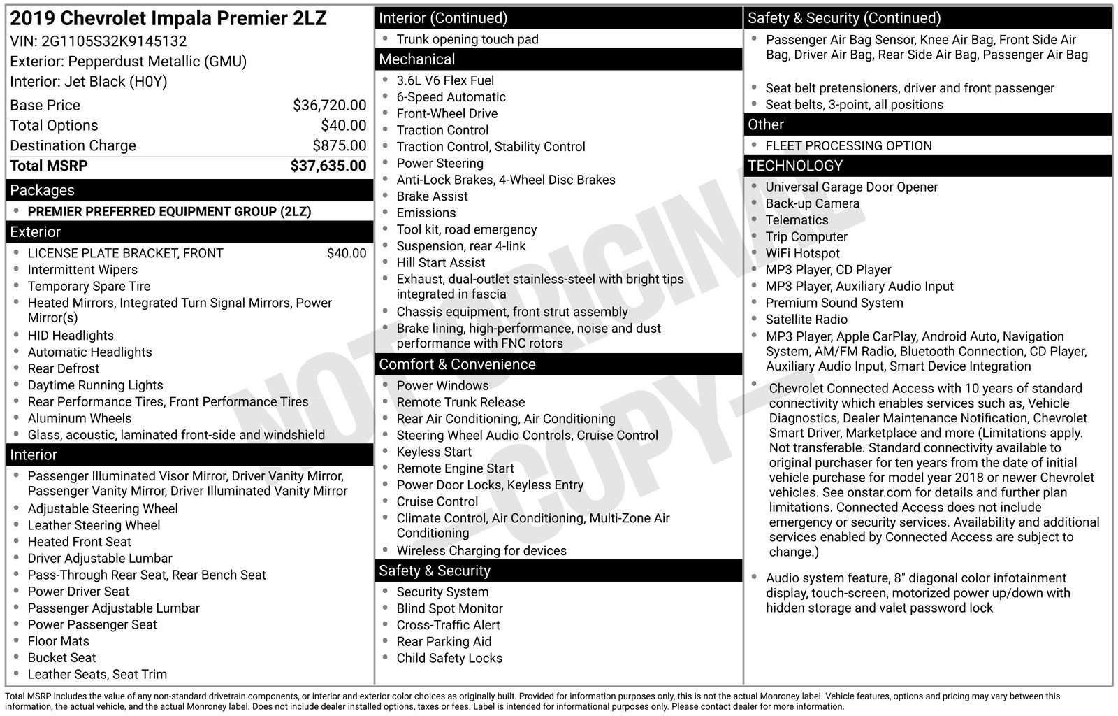 Used 2019 Chevrolet Impala Premier FWD image 5