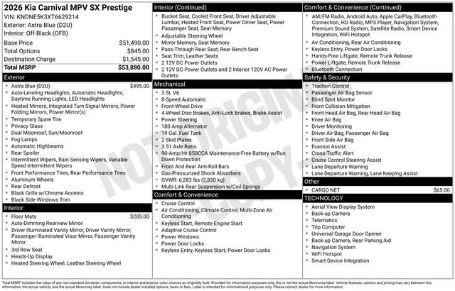 New 2026 Kia Carnival SX Prestige FWD image 15