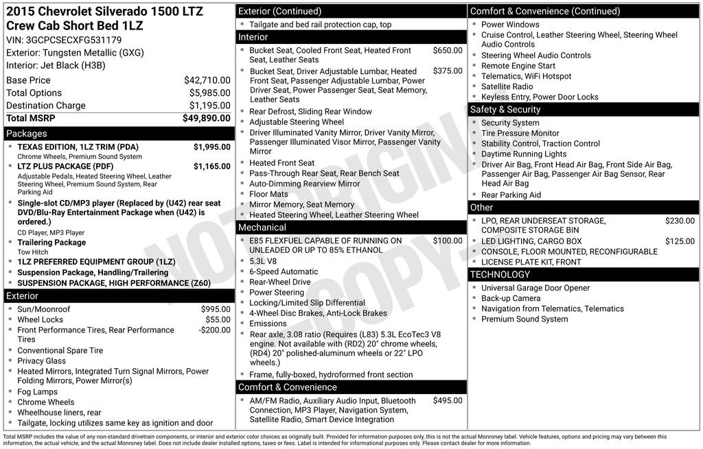 Used 2015 Chevrolet Silverado 1500 LTZ w/ Texas Edition, 1LZ Trim image 4