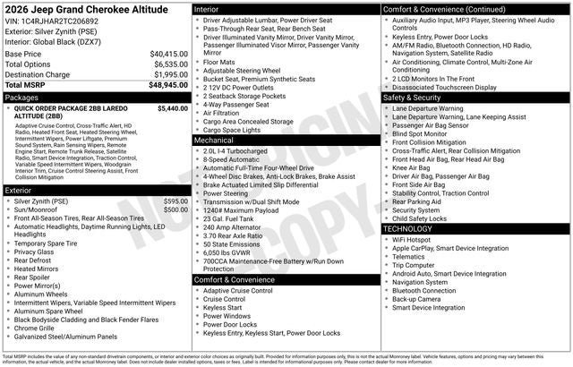 New 2026 Jeep Grand Cherokee Altitude AWD/4WD image 5