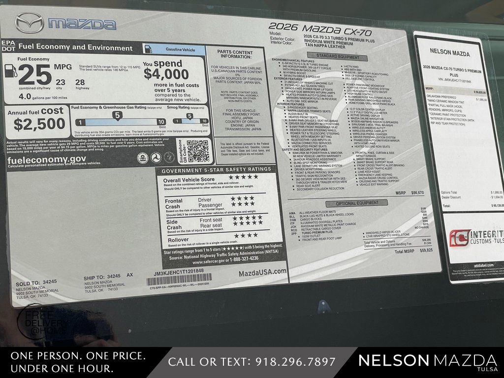 New 2026 MAZDA CX-70 3.3 Turbo S w/ Premium Plus image 17