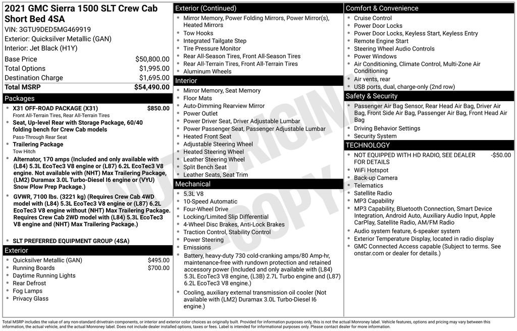 Certified 2021 GMC Sierra 1500 SLT w/ X31 Off-Road Package AWD/4WD image 5