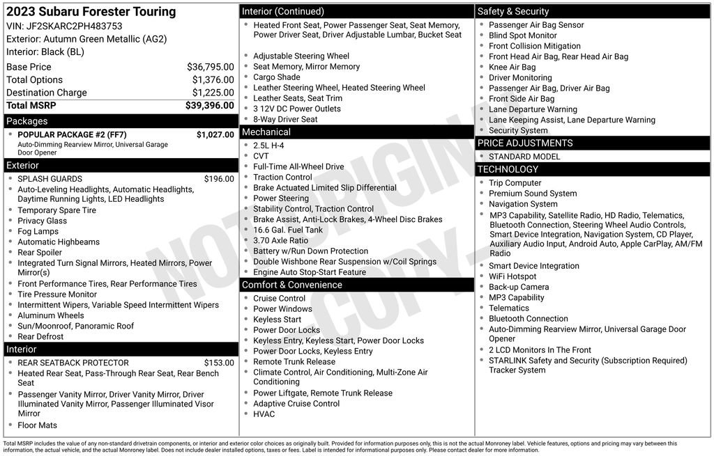 Used 2023 Subaru Forester Touring w/ Popular Package #2 AWD/4WD image 6
