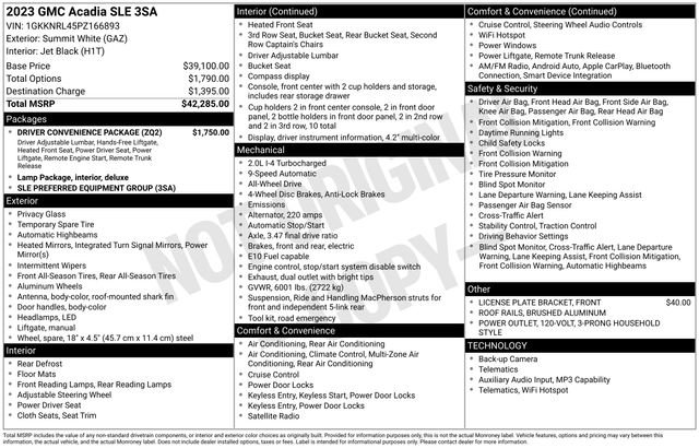 Used 2023 GMC Acadia SLE w/ Driver Convenience Package image 5