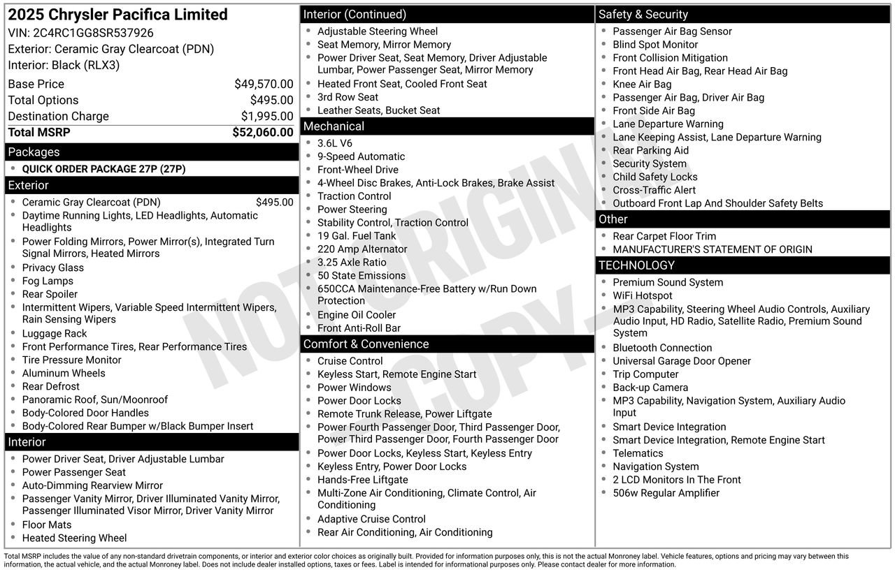 Used 2025 Chrysler Pacifica Limited FWD image 5
