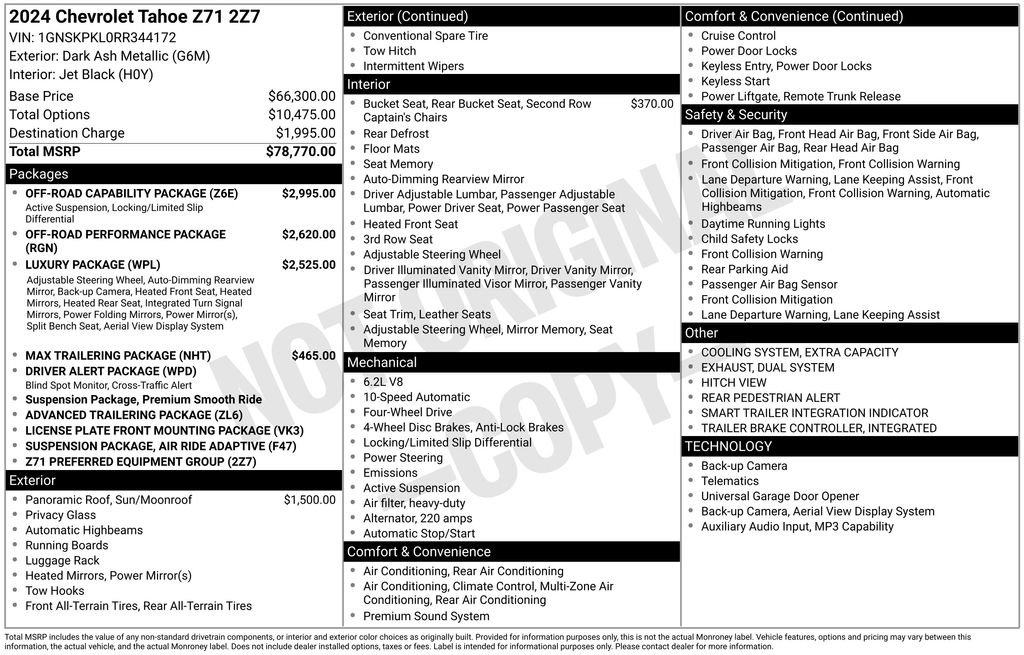 Used 2024 Chevrolet Tahoe Z71 w/ Off-Road Capability Package AWD/4WD image 2