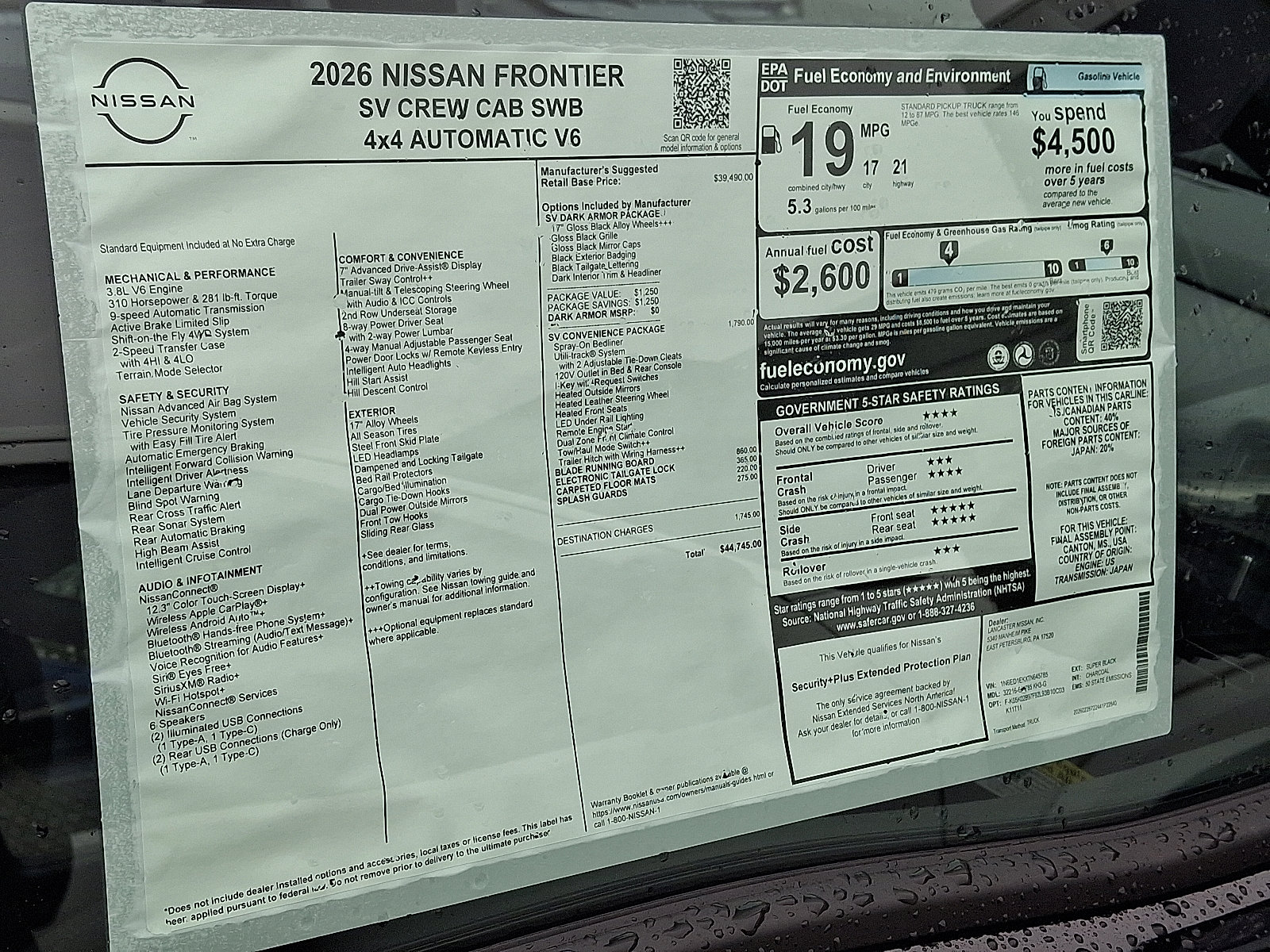 New 2026 Nissan Frontier SV w/ SV Convenience Package image 7
