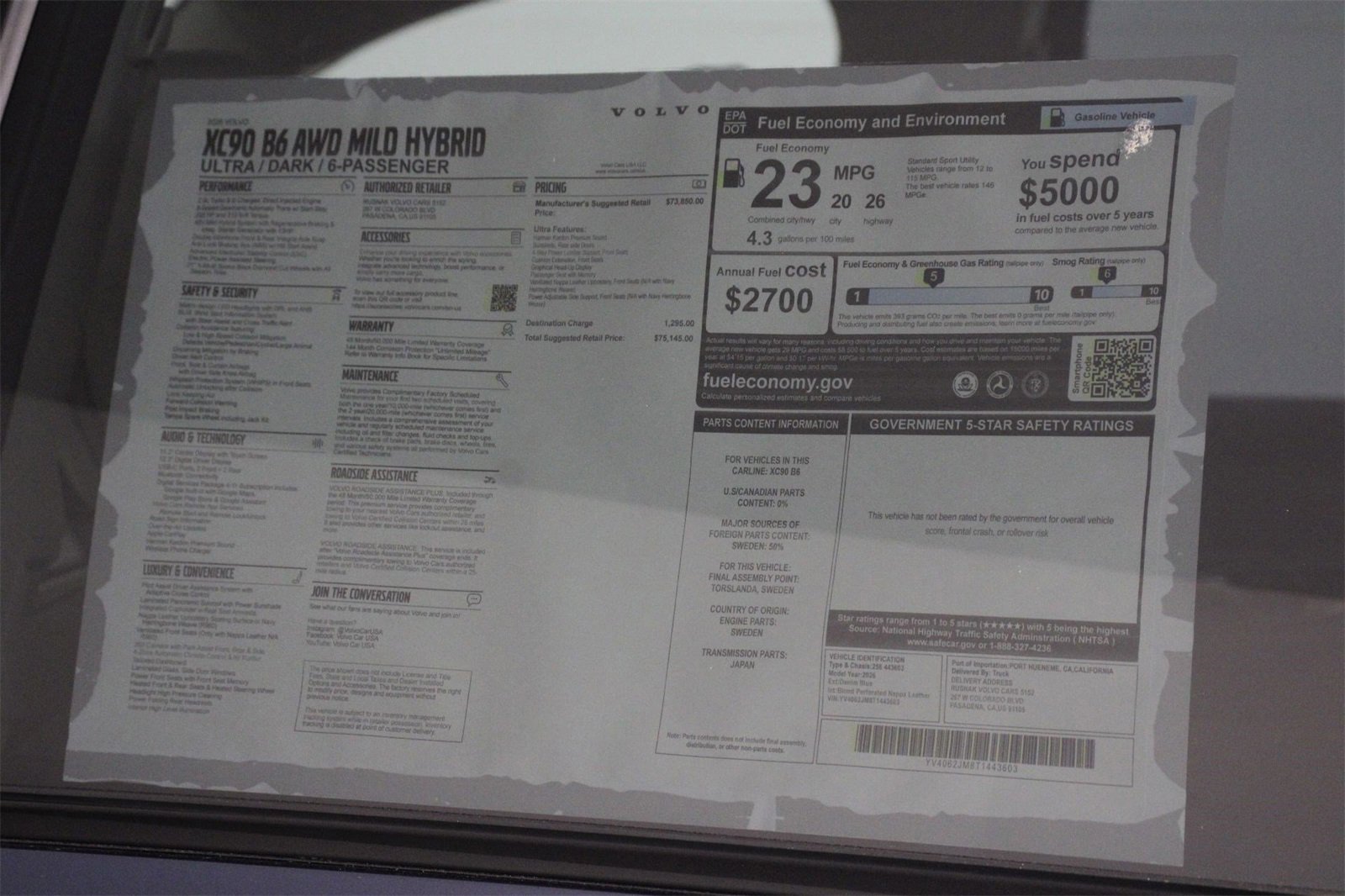 New 2026 Volvo XC90 B6 Ultra image 18