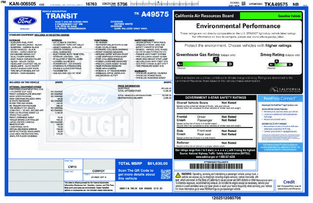 New 2026 Ford Transit 350 148 High Roof Extended w/ Load Area Protection Package RWD image 22