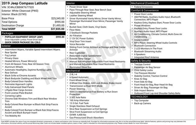 Used 2019 Jeep Compass Latitude w/ Popular Equipment Group image 15