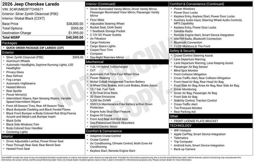 New 2026 Jeep Cherokee Laredo AWD/4WD image 9