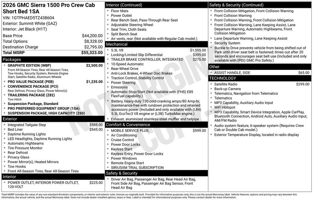 New 2026 GMC Sierra 1500 Pro w/ Graphite Edition