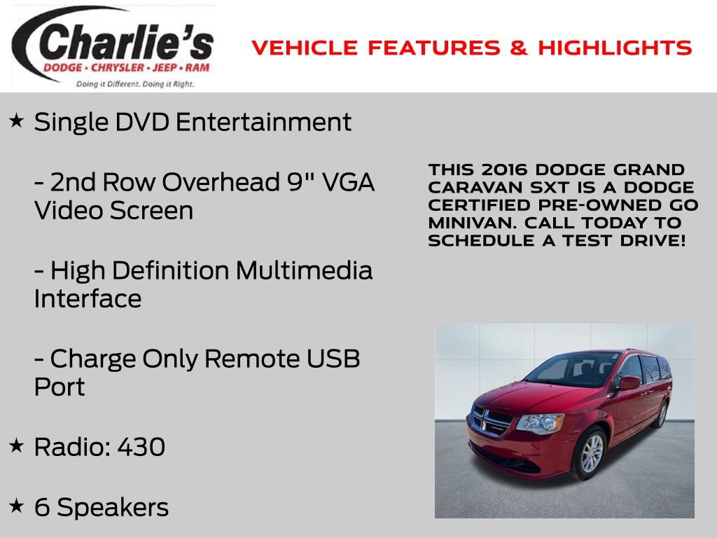 Certified 2016 Dodge Grand Caravan SXT w/ Rear Park Assist Package image 13