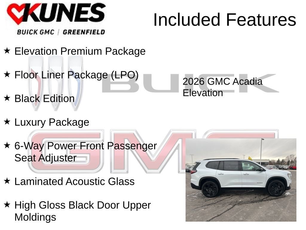New 2026 GMC Acadia Elevation w/ Black Edition image 3