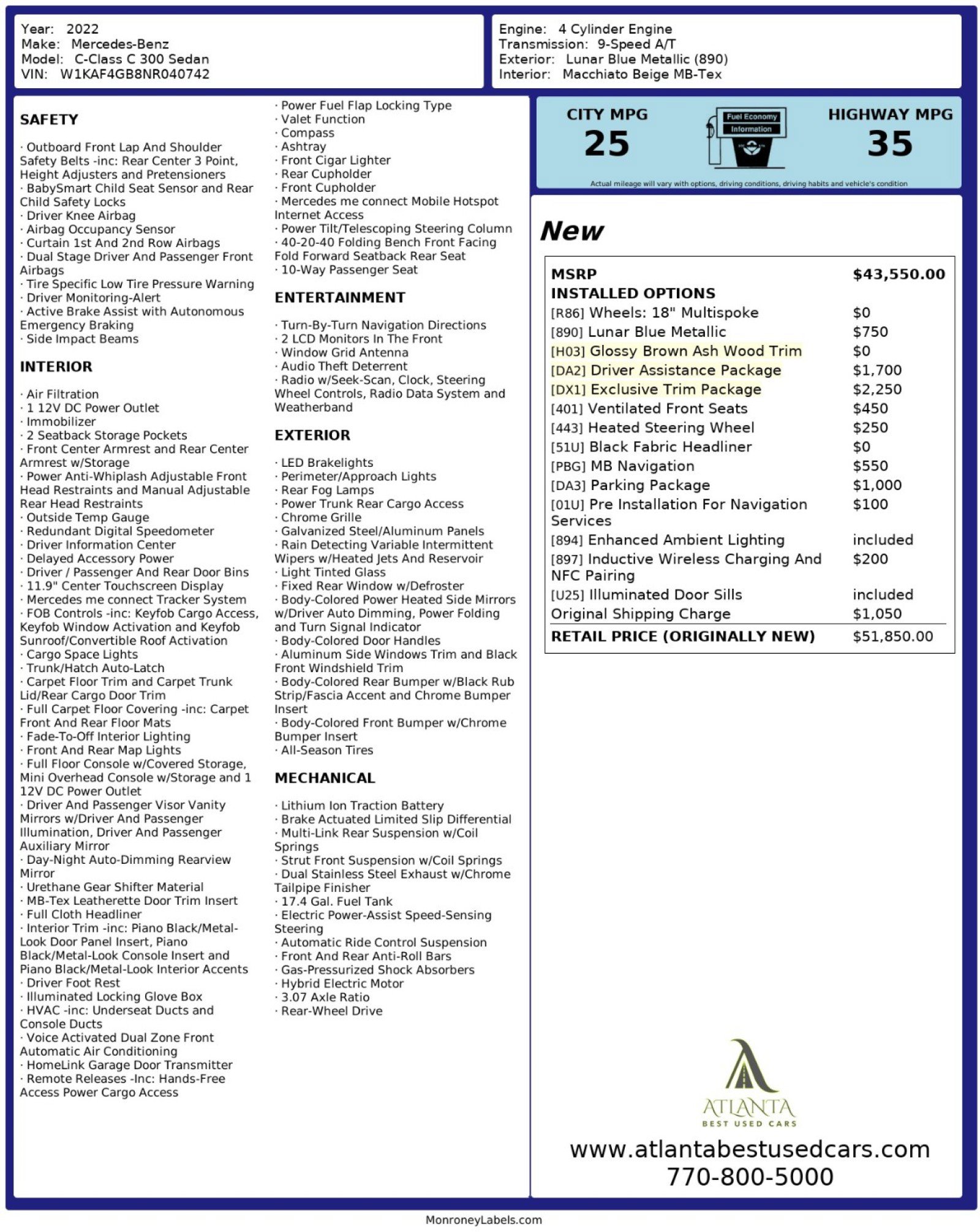 Used 2022 Mercedes-Benz C 300 Sedan w/ Exclusive Trim Package image 60