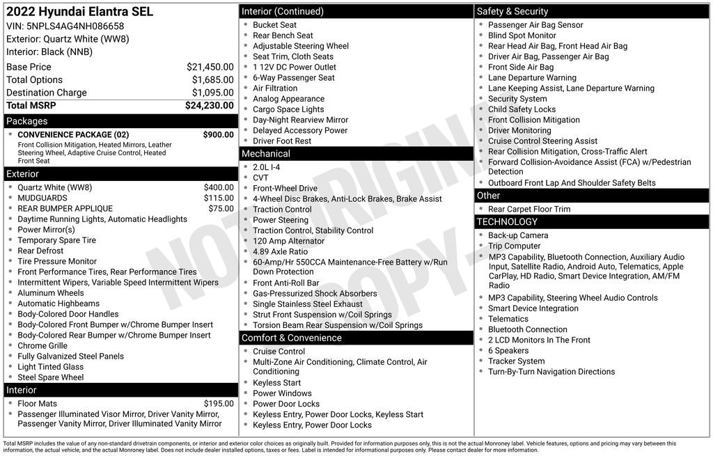 Used 2022 Hyundai Elantra SEL w/ Convenience Package FWD image 5