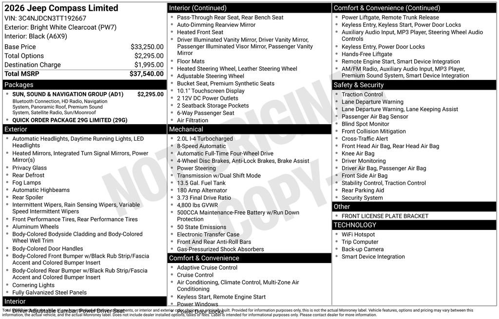 New 2026 Jeep Compass Limited w/ Sun, Sound & Navigation Group image 3