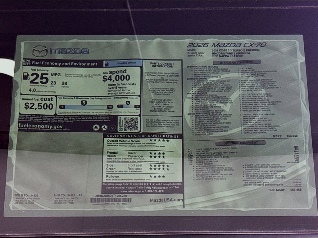 New 2026 MAZDA CX-70 3.3 Turbo S w/ Premium Package image 20