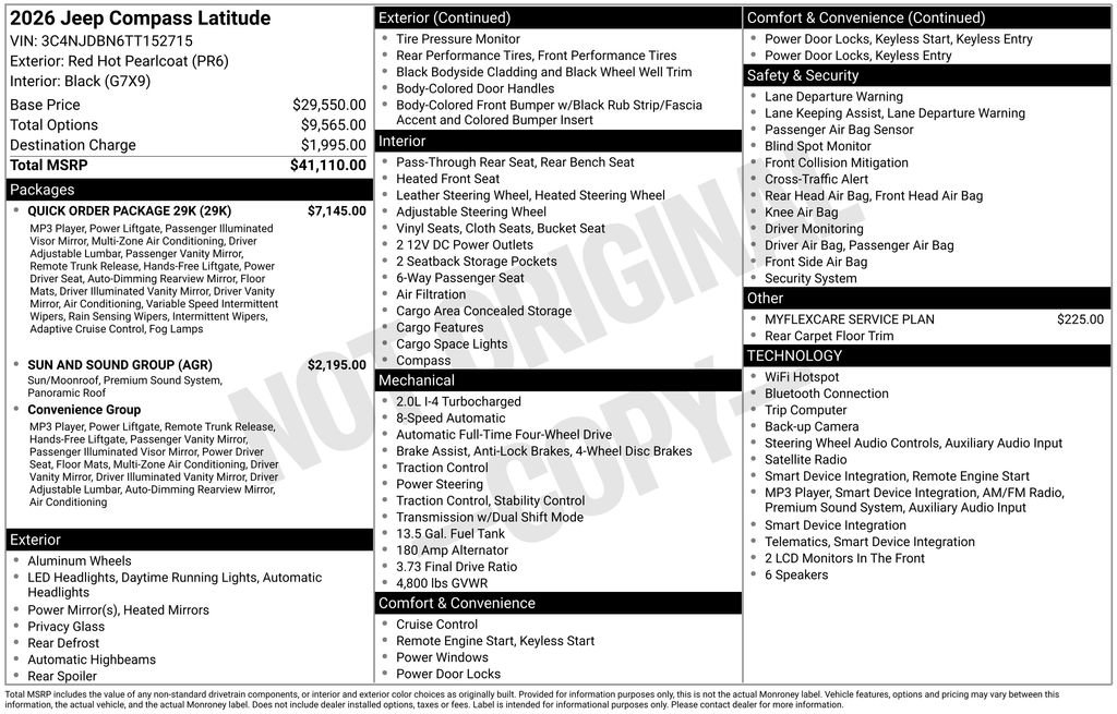 New 2026 Jeep Compass Latitude w/ Quick Order Package 29K AWD/4WD image 36