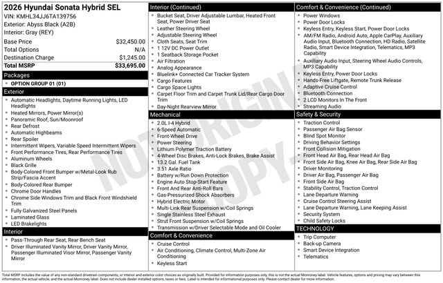 New 2026 Hyundai Sonata SEL FWD image 39