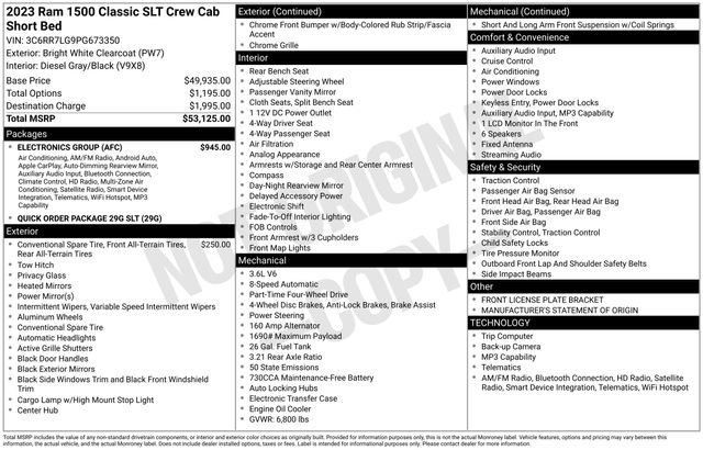 Used 2023 RAM 1500 Classic SLT w/ Electronics Group AWD/4WD image 32